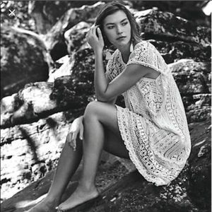 Maeve (Anthropologie) crochet tunic dress in white